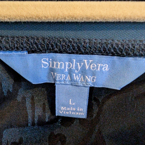 Simply Vera Vera Wang Teal Velvet Burnout Blouse, L, EUC, - Picture 3 of 5